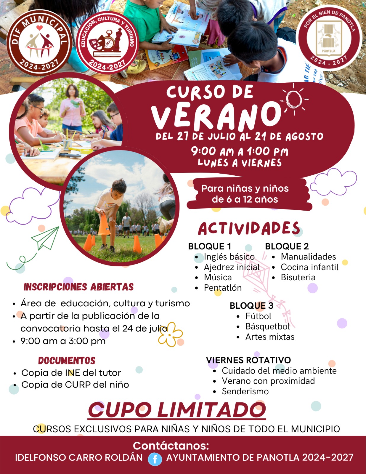 AYUNTAMIENTO DE PANOTLA INVITA A NIÑAS Y NIÑOS AL CURSO DE VERANO 2026