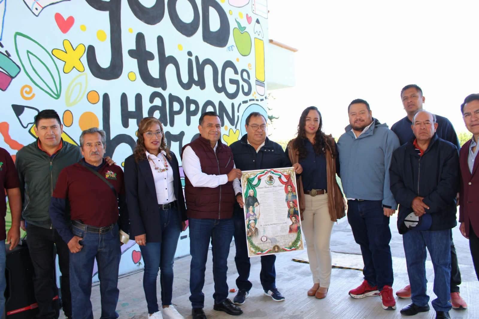 AYUNTAMIENTO DE PANOTLA Y JUNTA PATRIÓTICA 2026 PRESERVAN LAS TRADICIONES CON LA PEGA DE BANDOS SOLEMNES EN ESCUELAS